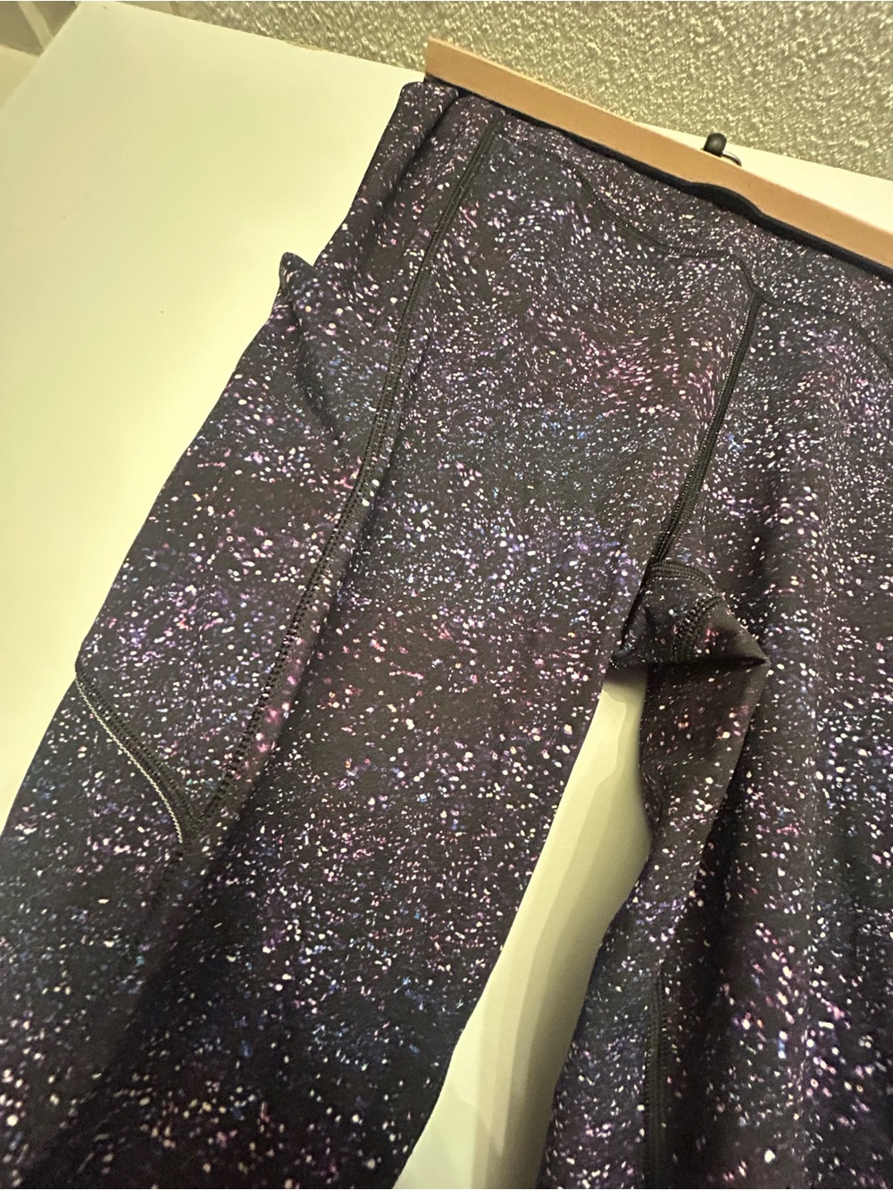 lululemon athletica Black Space-Dye Leggings with Purple & Blue Speckle